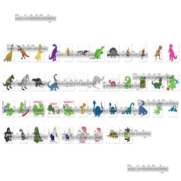 Oltre 160 modelli di ricamo di dinosauri Disegni di ricamo a macchina