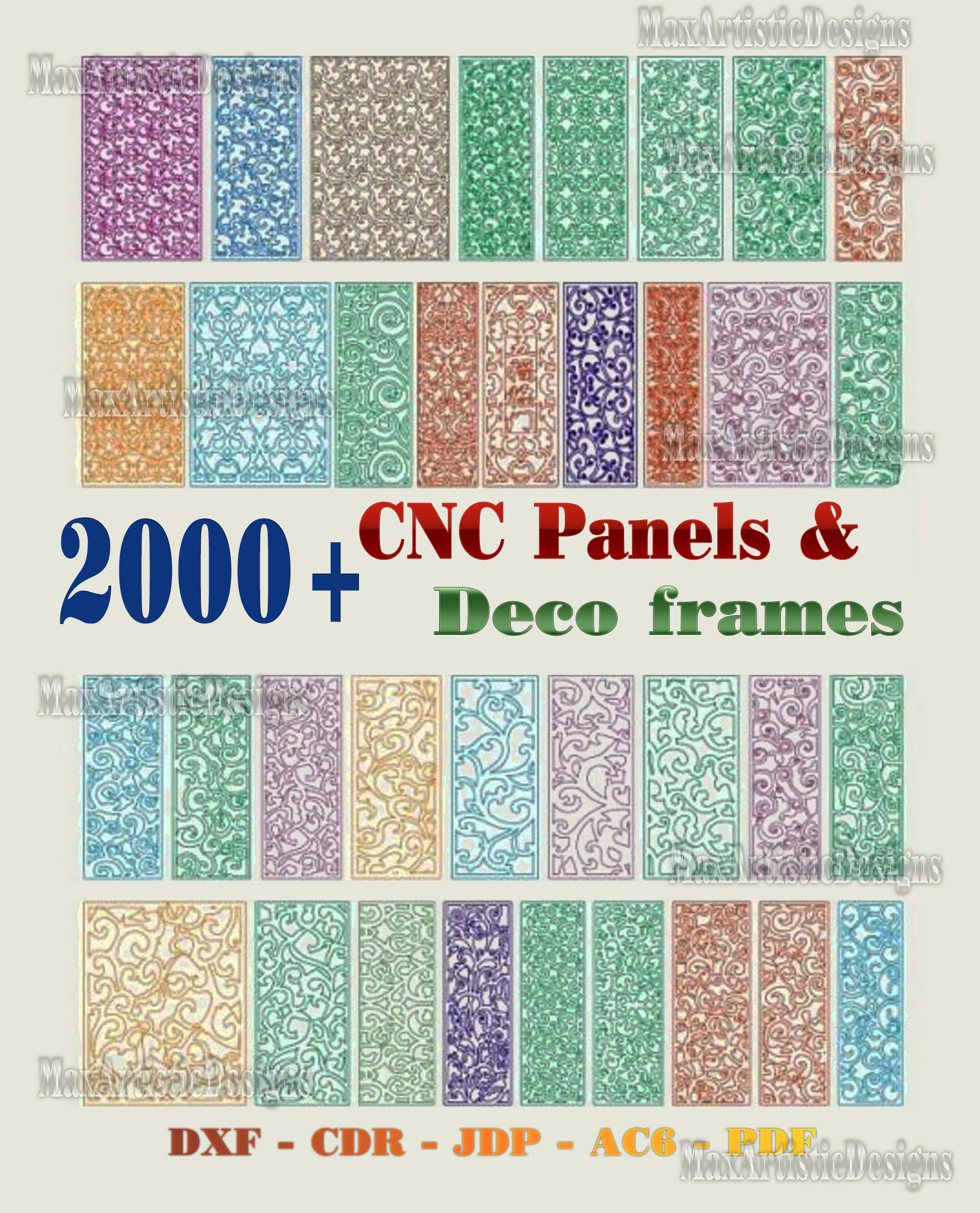 2100 archivos dxf marcos de paneles art deco para corte por láser/enrutador cnc -archivos DXF de archivo de arte cnc -CDR
