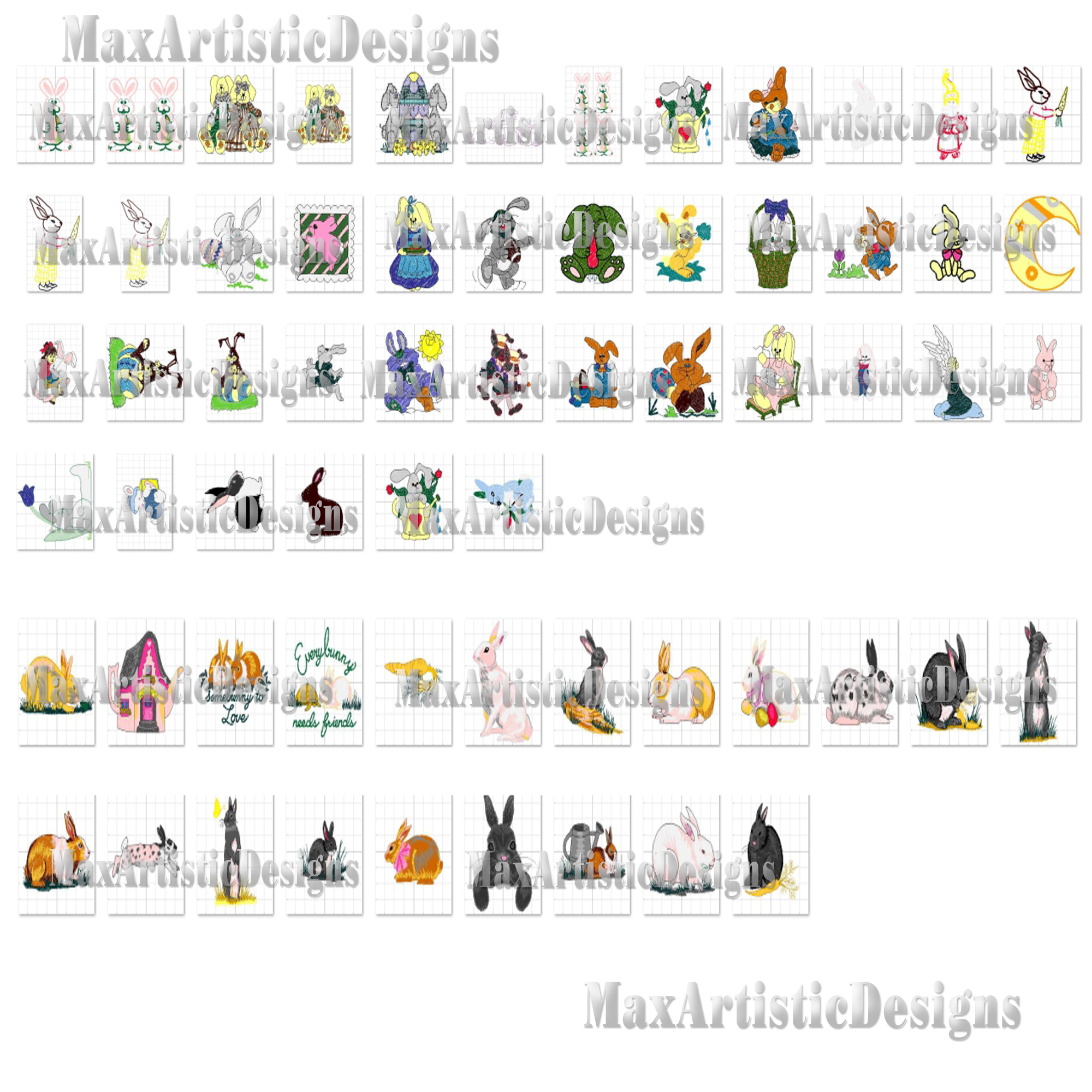 110+ Rabbits embroidery patterns Machine embroidery designs