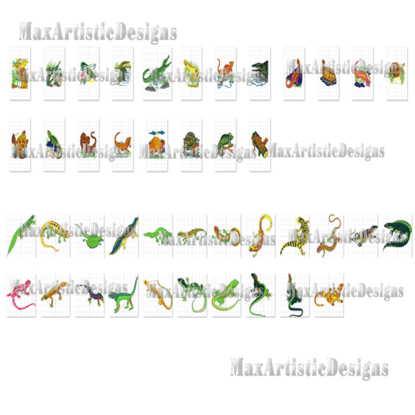 Más de 40 patrones de bordado de reptiles Diseños de bordado a máquina