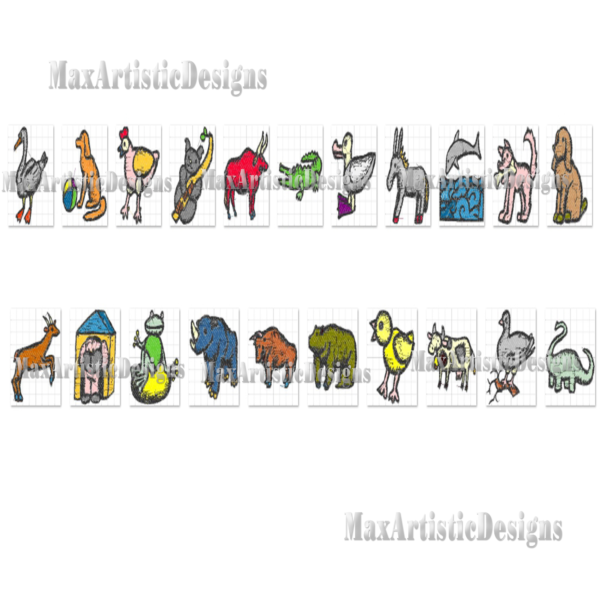 50+ Retro animals embroidery patterns Machine embroidery designs