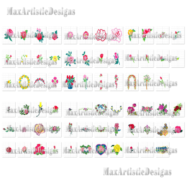 Plus de 120 motifs de broderie Roses Motifs de broderie machine