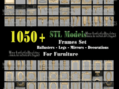 1050+ stl models Furniture pack balluster legs deco for artcam aspire 18gb cnc print