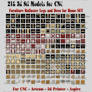 218 3D-STL-Modelle Möbelballusterbeine und Deko für Zuhause für CNC-Artcam-3D-Drucker aspire