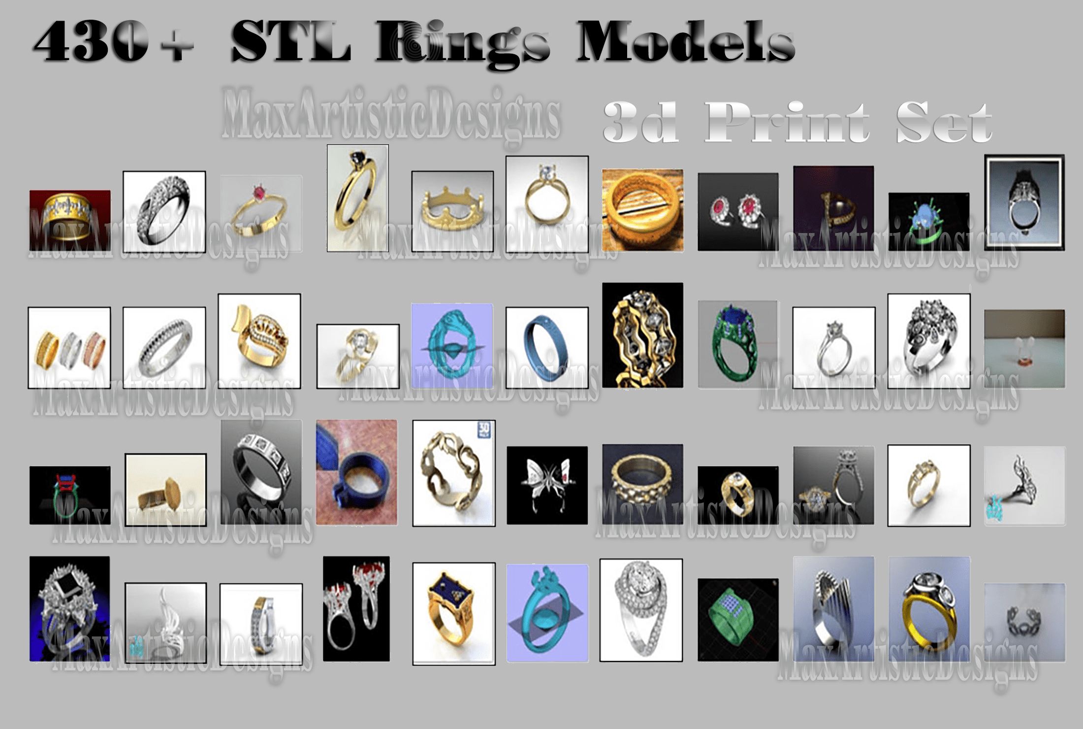 430+ 3d stl rings models jewelry stl for cnc router printer artcam aspire