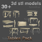 30 lot of table sets 3d stl models for cnc router aspire artcam 3d printer