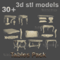 30 lots de sets de table modèles 3d stl pour routeur cnc aspire artcam imprimante 3d