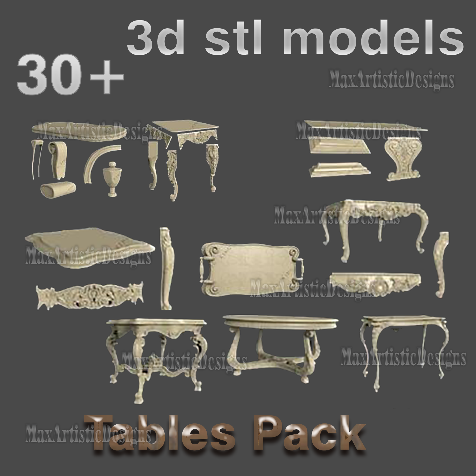 30 lotes de juegos de mesa modelos 3d stl para enrutador cnc aspire artcam impresora 3d
