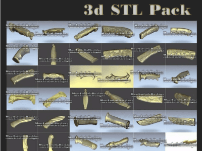 24 knife handles set 3D Models STL for furniture decoration stl bas relief for cnc STL format