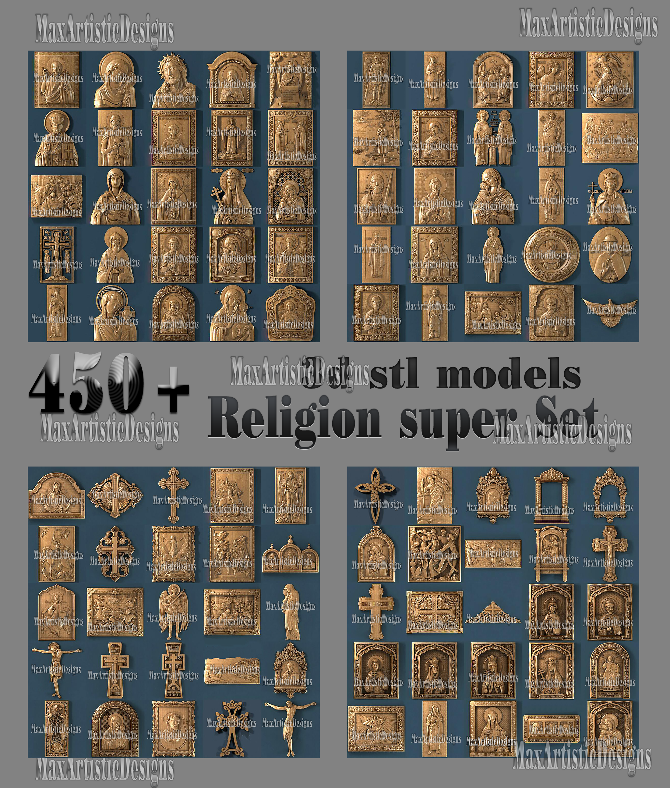 3d stl models 200+ pcs religion anges catalocism set pour routeur cnc artcam aspire vcarve pro
