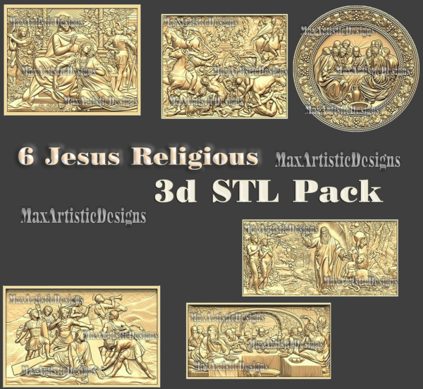 6 Jesus Religiöses 3D-STL-Modell für CNC-Fräser 3D-Drucker STL-Format Artcam streben