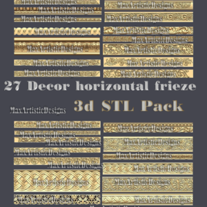 27 Einheiten 3D-STL-Modell für Dekor horizontale Friesrahmen 3D-Modell Basrelief zum Gravieren von Schnitzmodellen