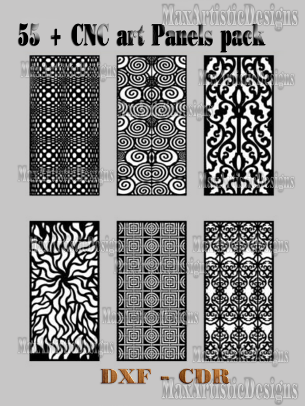 55 + dxf cdr files art panels many shapes for cnc plasma laser & router cut tested cnc download