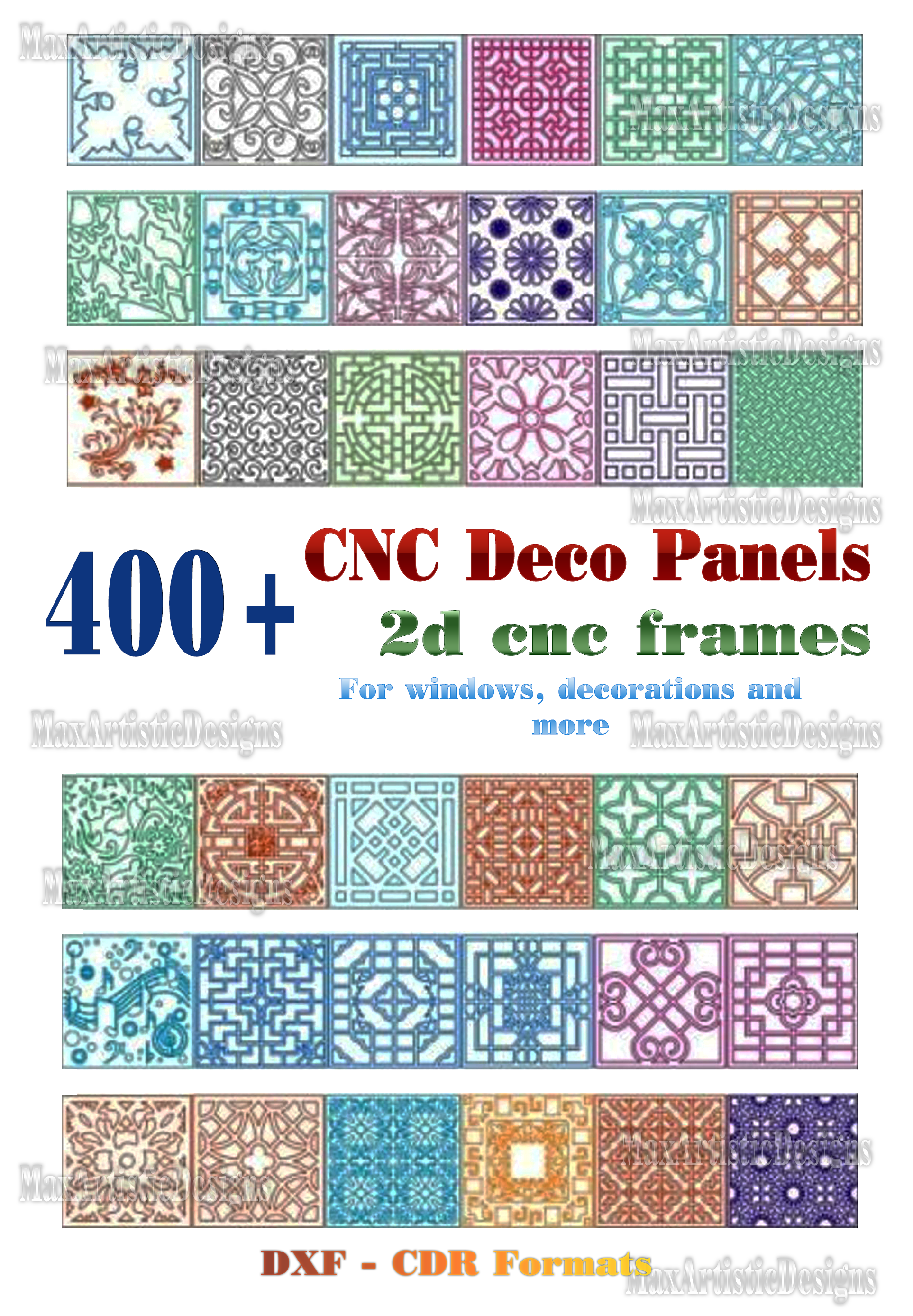 400 + dxf cdr Mini-Panels Quadrate Rahmen Kunst CNC-Vektoren bereit zum Schneiden von dxf für Plasma-Router, Laserschnitt, Wasserstrahl-Download