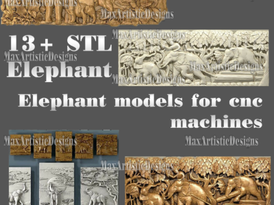 8+ elephants relief 3d stl models bundle for artcam aspire cnc router digital download