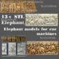 Más de 8 elefantes en relieve 3d stl models bundle para artcam aspire cnc router descarga digital