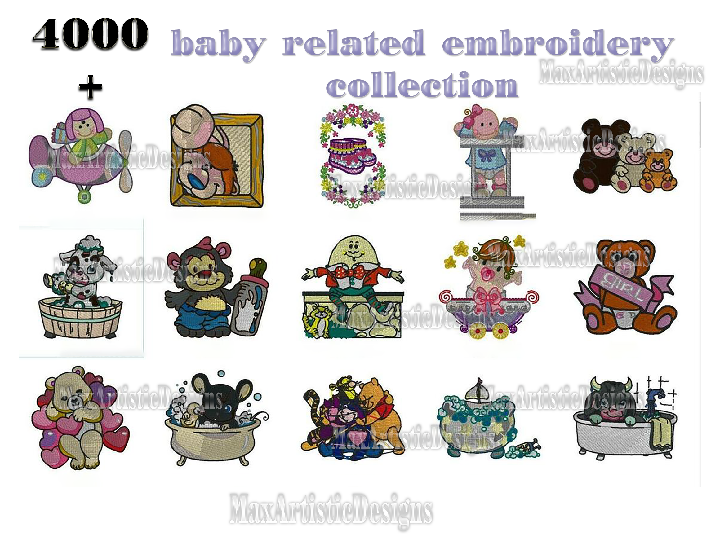 4000+ animal baby related embroidery machine pattern files in pes emb hus formats