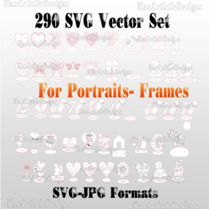 292x marcos de retrato svg cnc vectores paquete para fiestas plasma, corte láser, descarga de enrutadores cnc