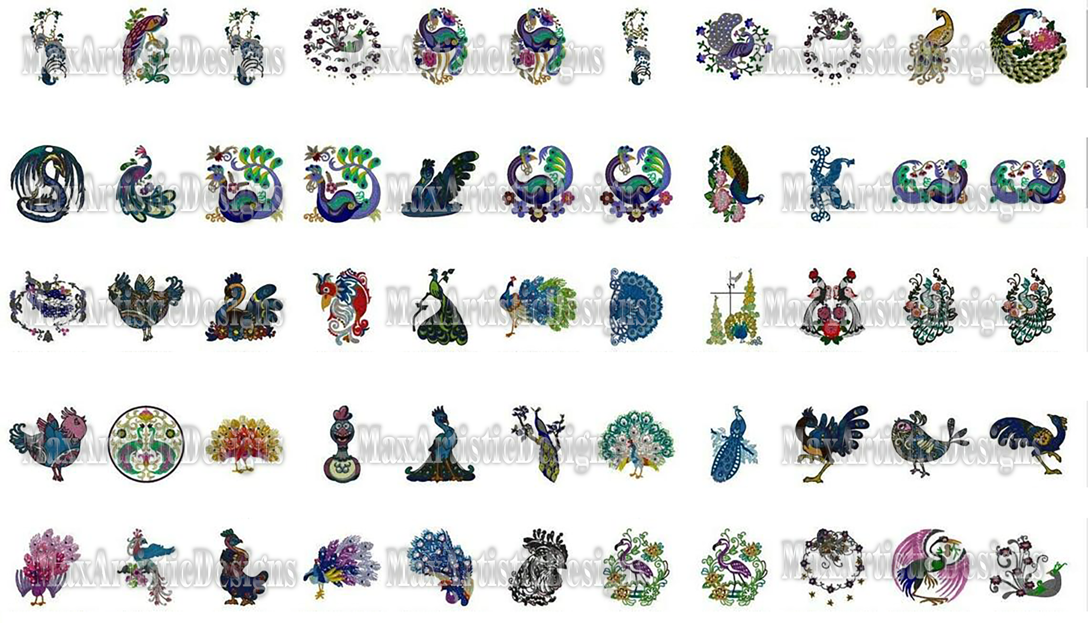 1600+ embroidery owls peacocks chickens birds and more birds embroidery machine files pes emb hus format