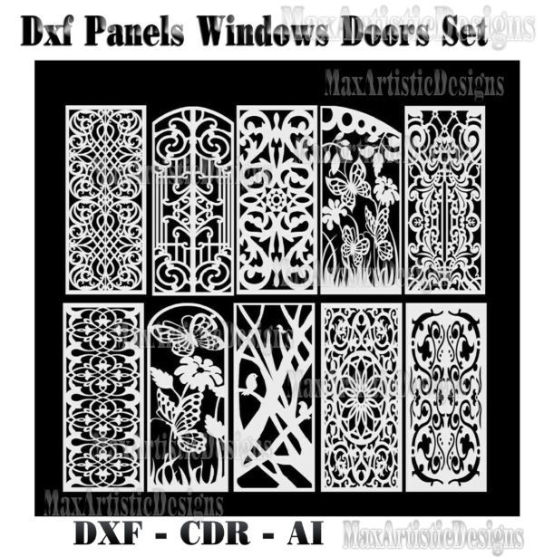 Dxf file CNC Vector DXF Plasma Router Laser Cut DXF-CDR Files doors mix dxf/cdr 