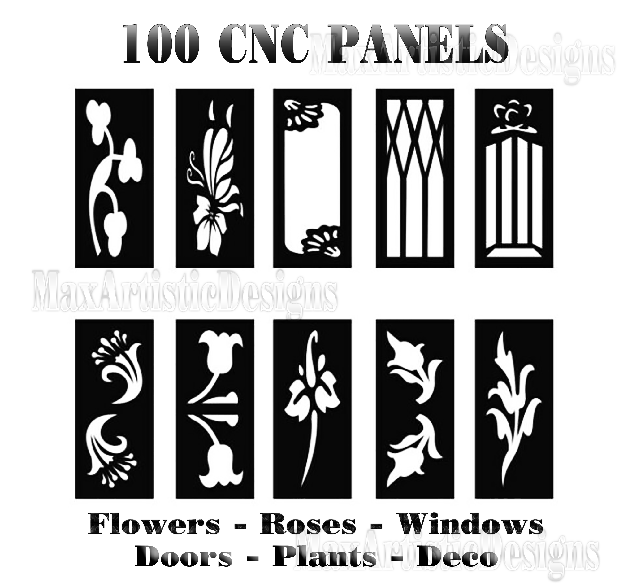 100 paneles vectoriales cnc flores árboles marcos de puertas para corte de enrutador láser de plasma probado en descarga de formato cnc dxf cdr
