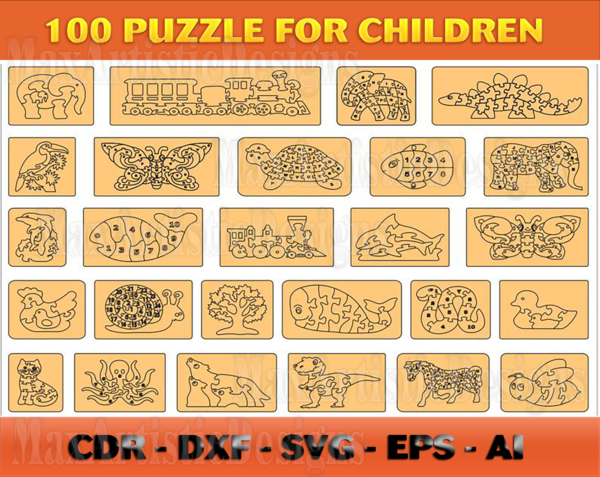 100+ animal puzzle vectors 2d for children svg cdr dxf cut cnc plasma cricut