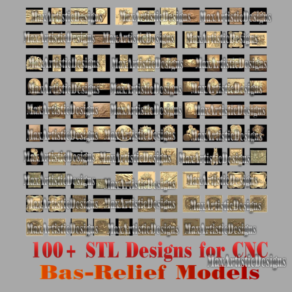 100 3d stl models - " bas-relief collection " for cnc artcam 3d printer aspire