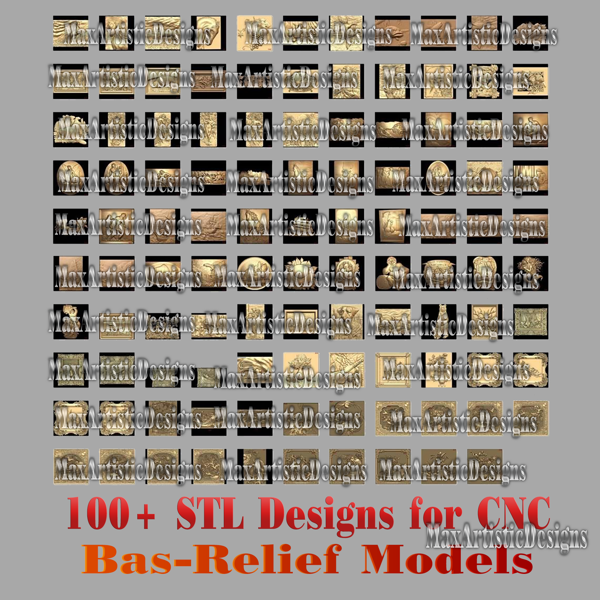 100 3D-STL-Modelle – „Bas-Relief-Sammlung“ für CNC-Artcam-3D-Drucker aspire