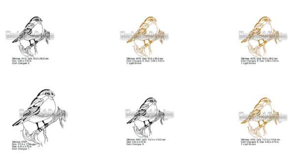 Oltre 40 modelli di ricamo di uccelli pronti per l'arte nei formati pes/hus