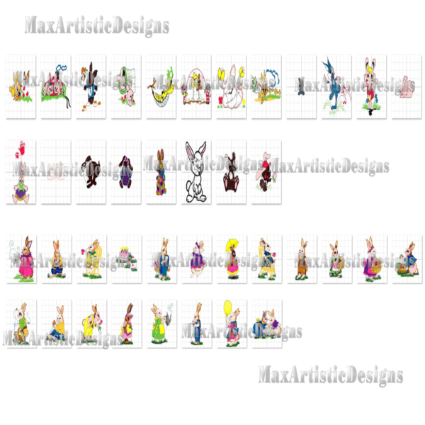 Más de 110 patrones de bordado de conejos Diseños de bordados a máquina