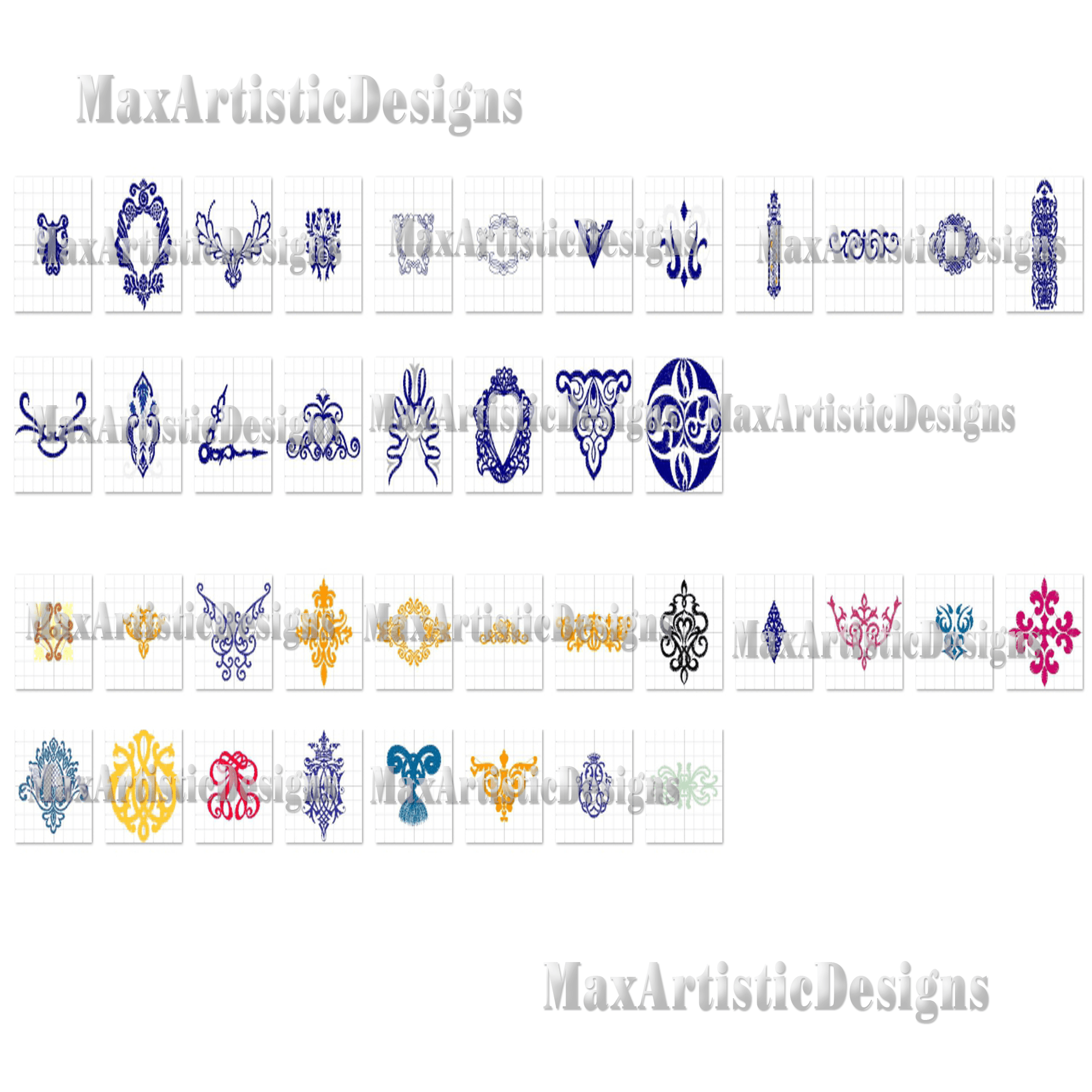 Más de 350 diseños de bordado de pergaminos Diseños de bordado a máquina - formato pes