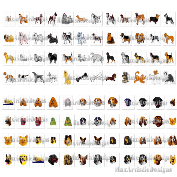 Diseños de bordados a máquina Más de 570 diseños de bordados de perros