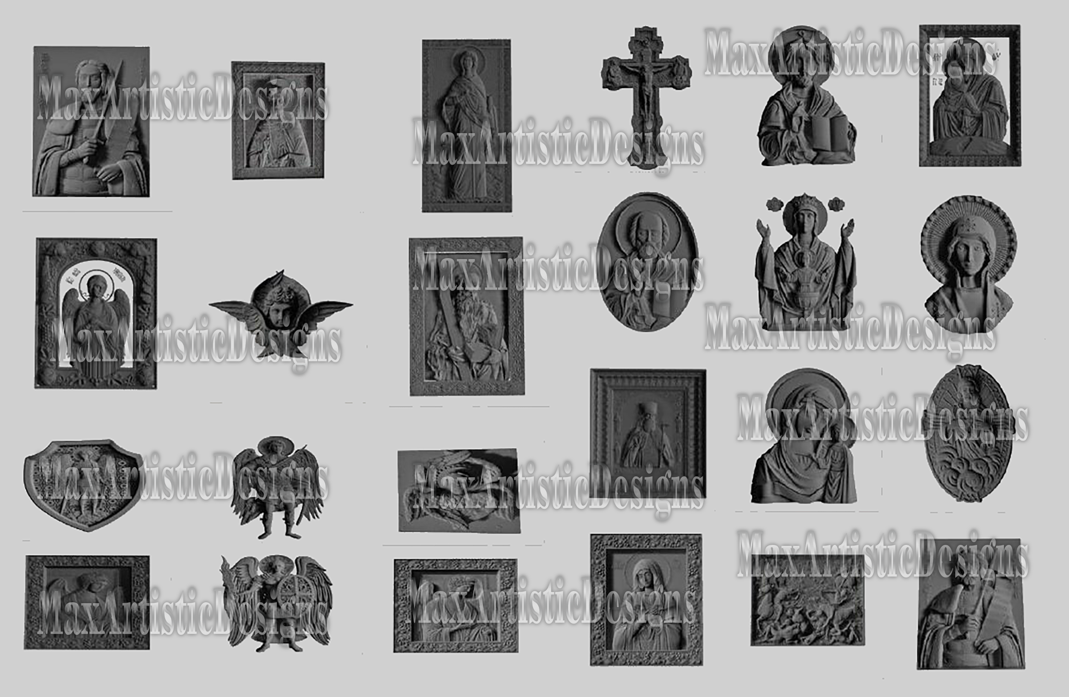 Más de 125 íconos de medallones de religión stl pack para cnc en formato de archivo stl