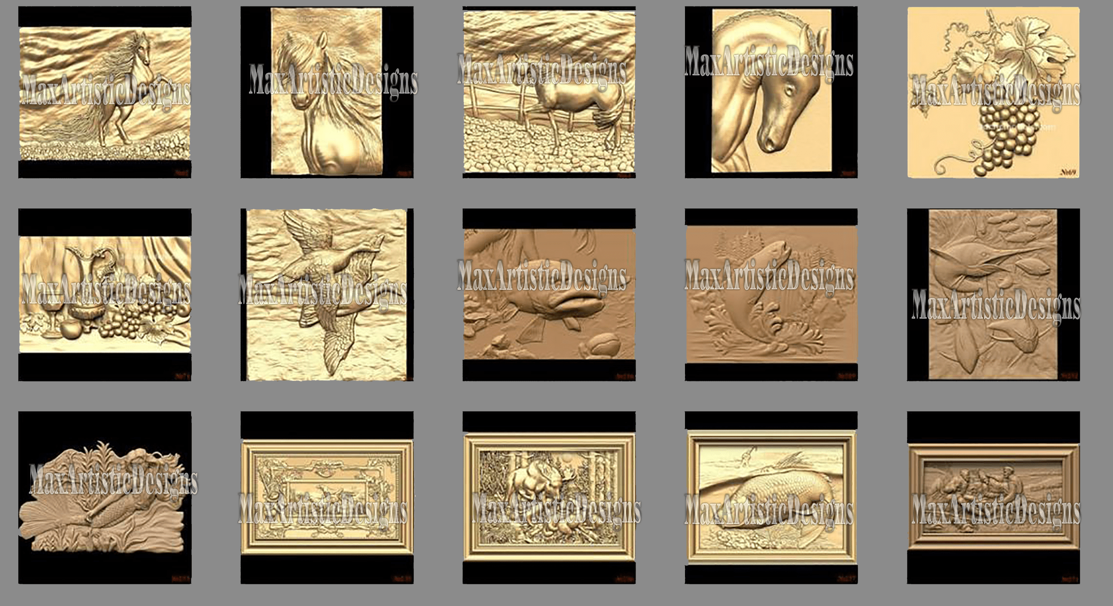 100 modèles 3d stl – « collection bas-relief » pour imprimante cnc artcam 3d aspire