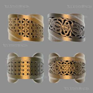 stl Schmuck 12 Stück 3D-Druckdatei Schmuck Gold Silber Finger "Ringe" Design-Set für CNC-Drucker