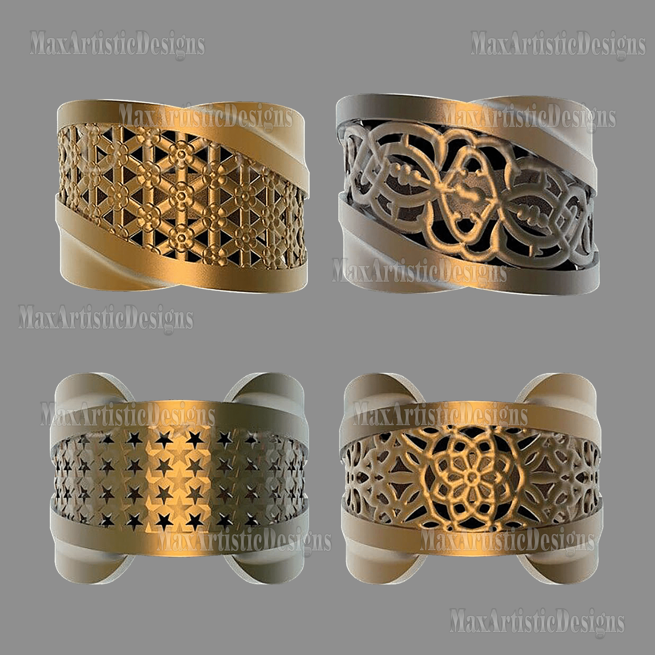 stl jewelry 12 piezas 3d archivo de impresión joyería oro plata dedo "anillos" conjunto de diseño para impresoras cnc