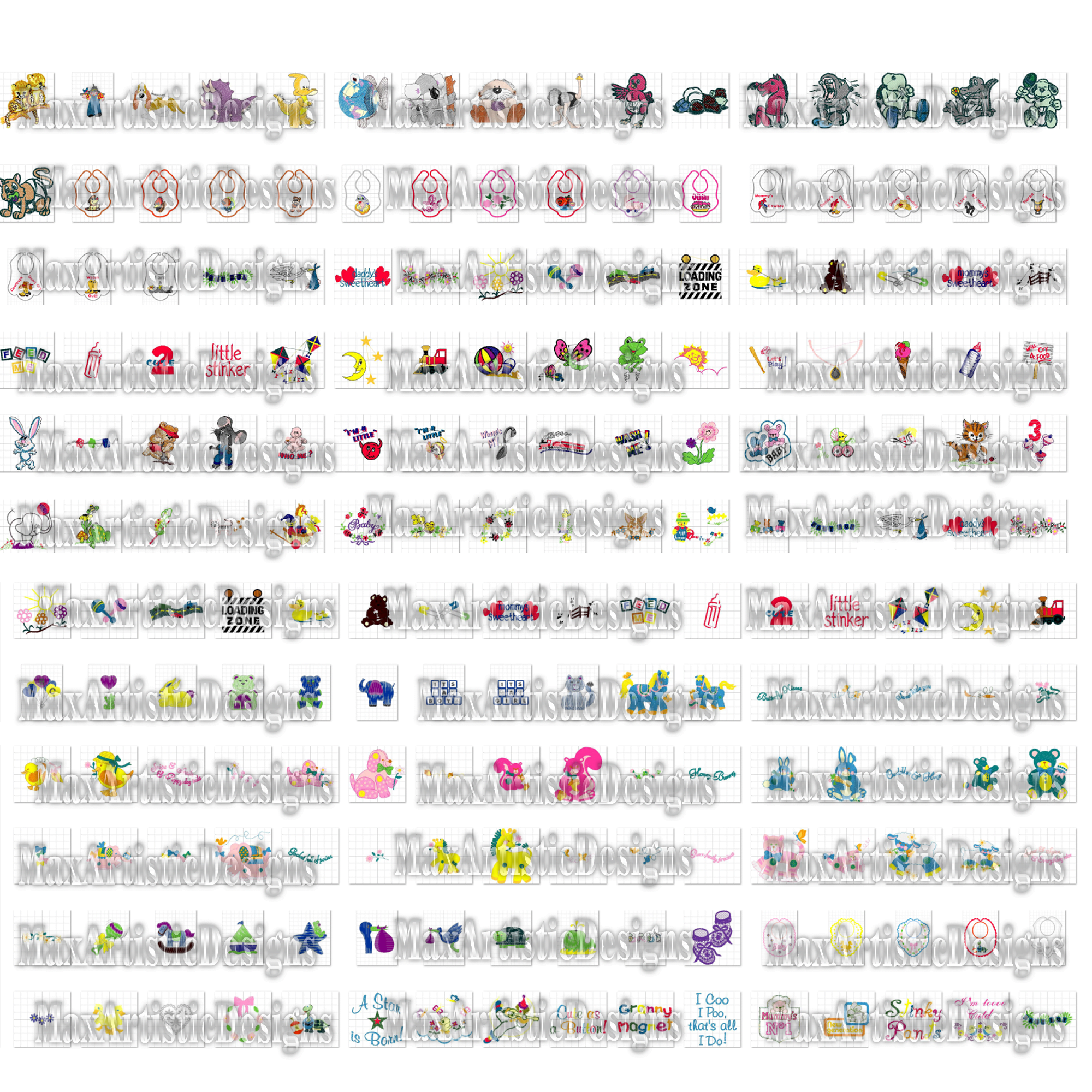 Más de 3500 archivos de patrones de bordado de animales bebés, descarga en formato pes