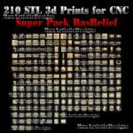 210 modèles 3d stl collection bas-relief pour imprimante 3d cnc relief artcam