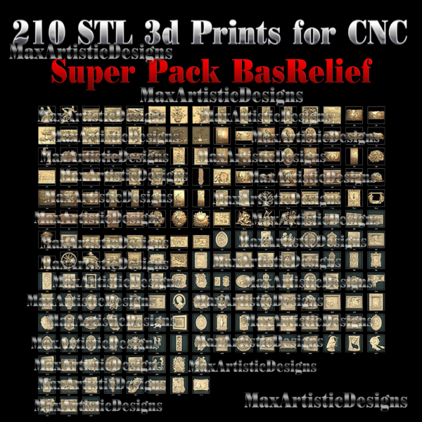 210 3D-STL-Modelle Basrelief-Sammlung für CNC-Relief-Artcam-3D-Drucker
