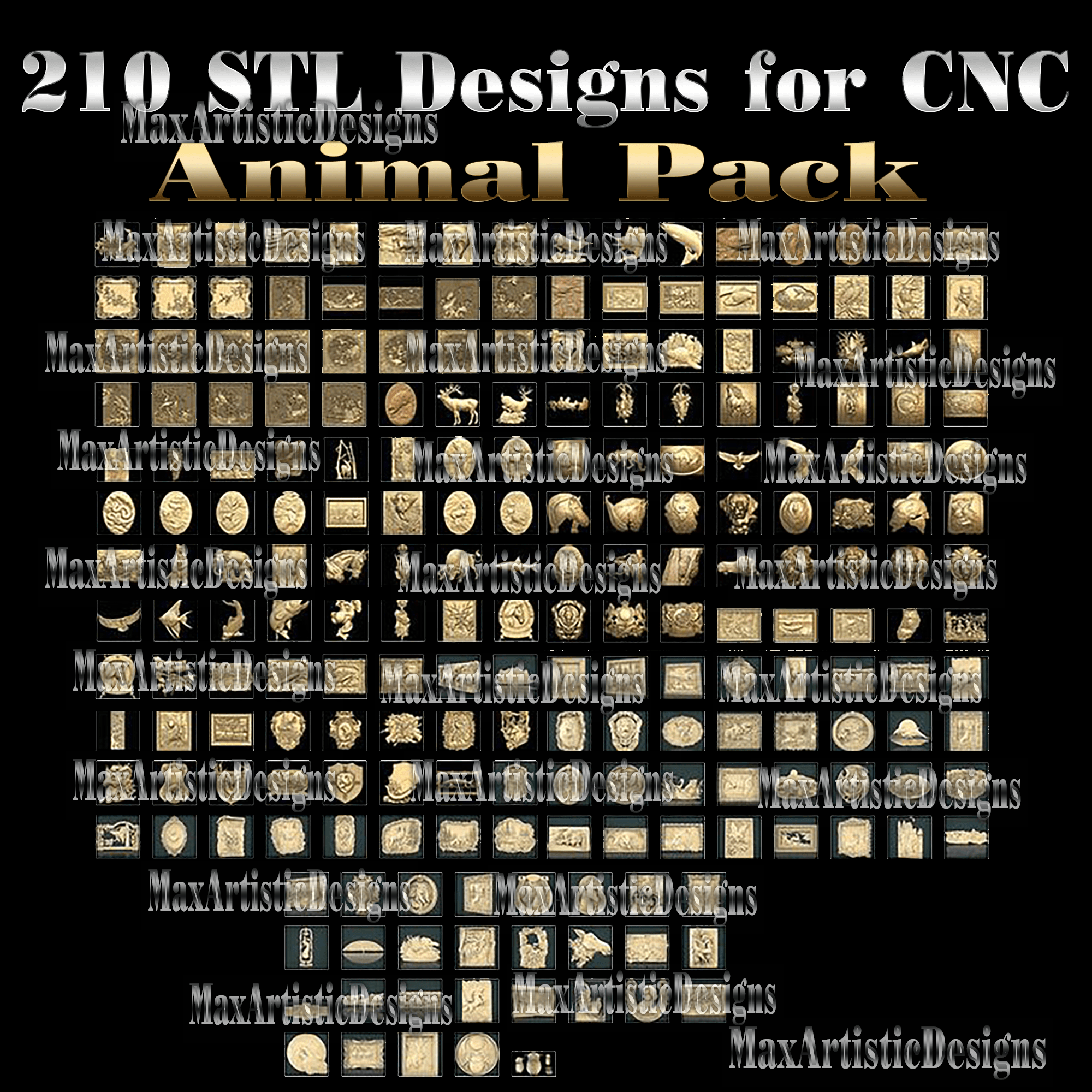 210 + 3d stl models “animal collection” for cnc relief artcam 3d printer download