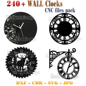 más de 200 relojes de pared vectoriales cnc en formatos dxf y svg para láser, chorro de agua, descarga digital de corte por plasma