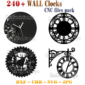 more than 200 cnc vector wall clock watches in dxf and svg formats for laser, waterjet, plasma cutting digital download