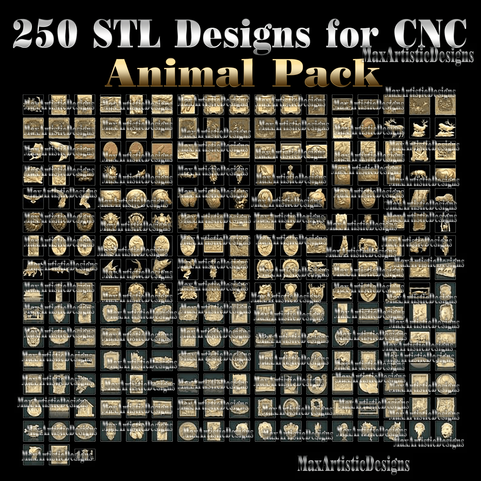 250+ pezzi nuovi animali modelli 3d stl per router cnc stampante 3d artcam aspire cut3d download