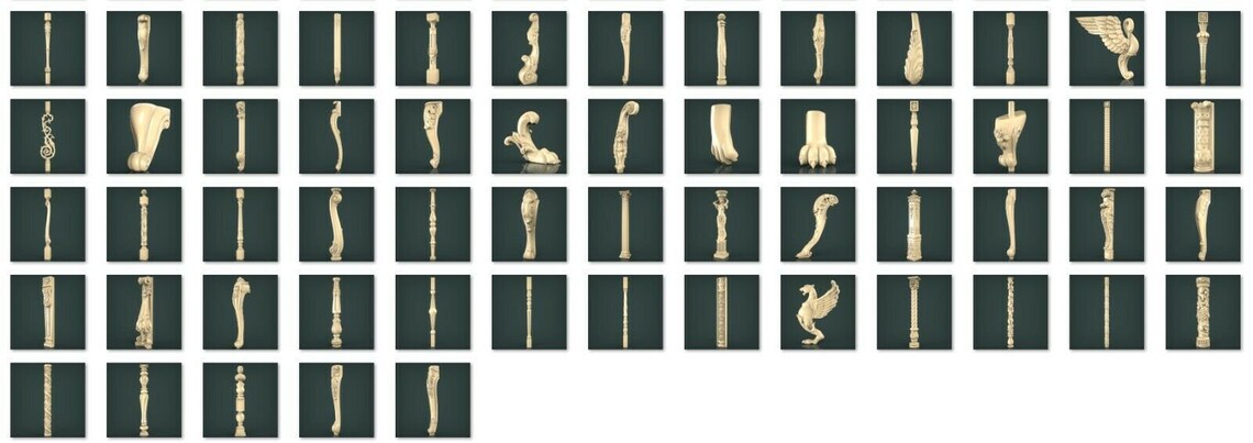 130 + 3d stl models balusters and legs files for cnc router, 3d printer artcam aspire download