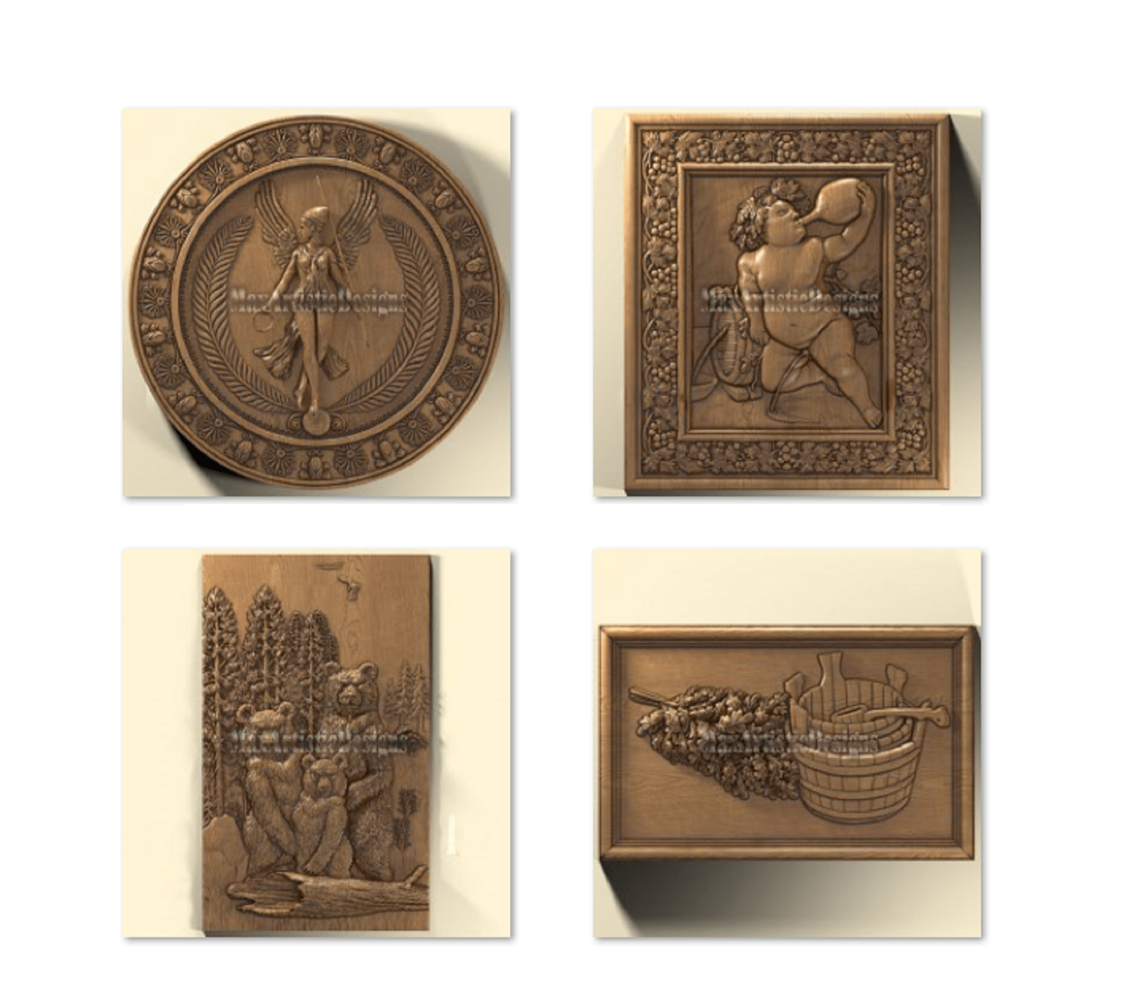 38+ pieces of 3d stl models for bas relief metal work for cnc routers, set v digital download