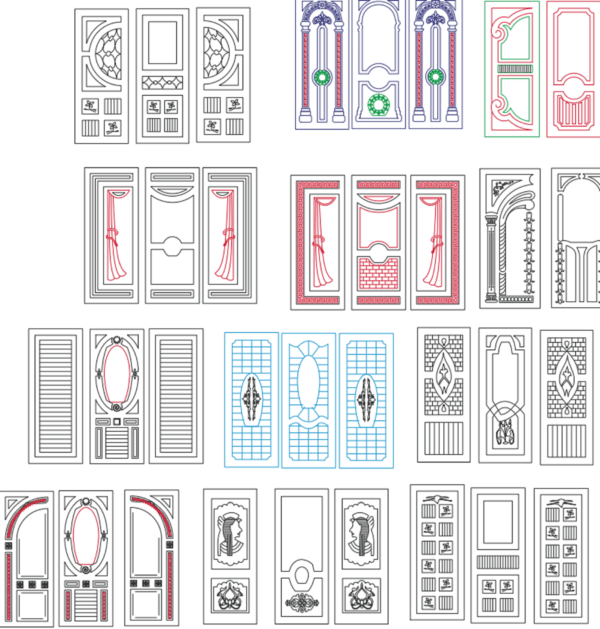Más de 45 "juego de 3 puertas" para paneles cnc de corte de madera, vectores dxf cdr cnc para máquina de corte por láser, descarga digital