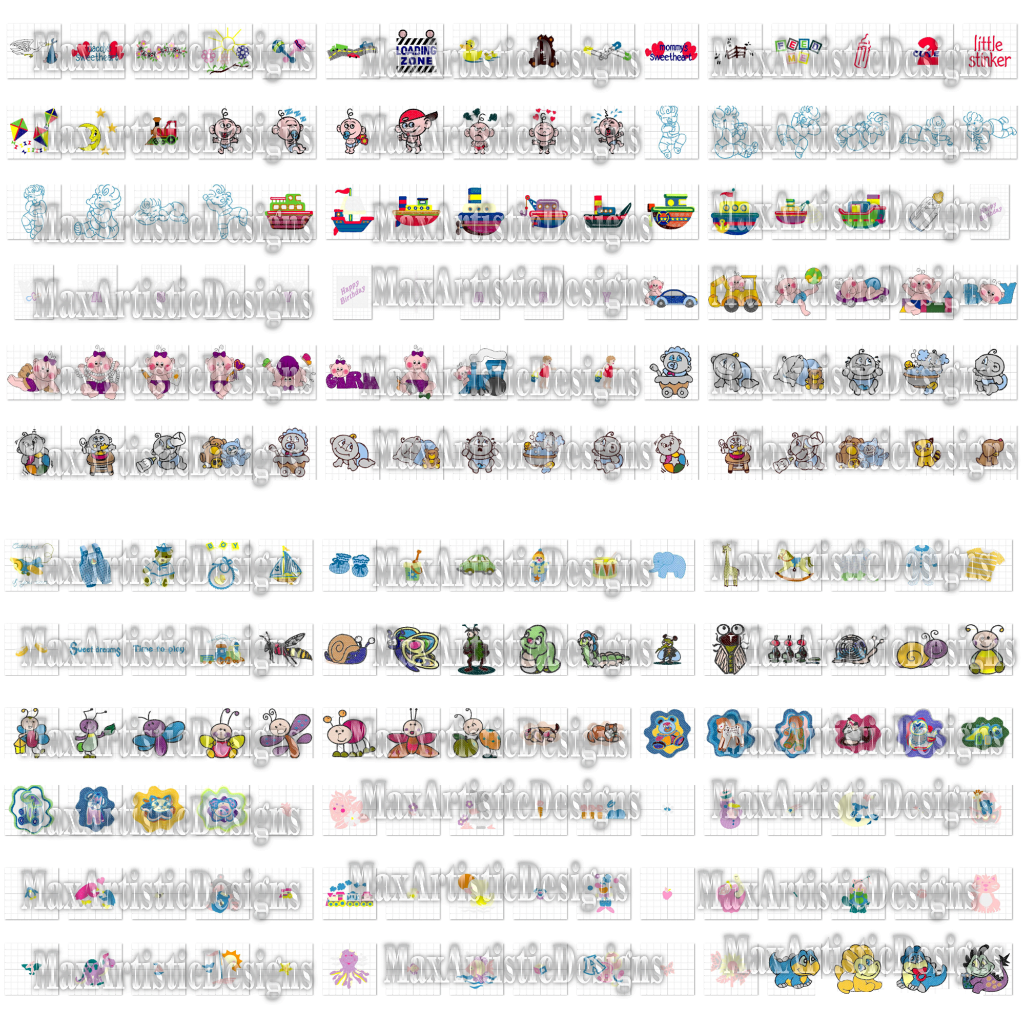 Más de 3500 archivos de patrones de bordado de animales bebés, descarga en formato pes