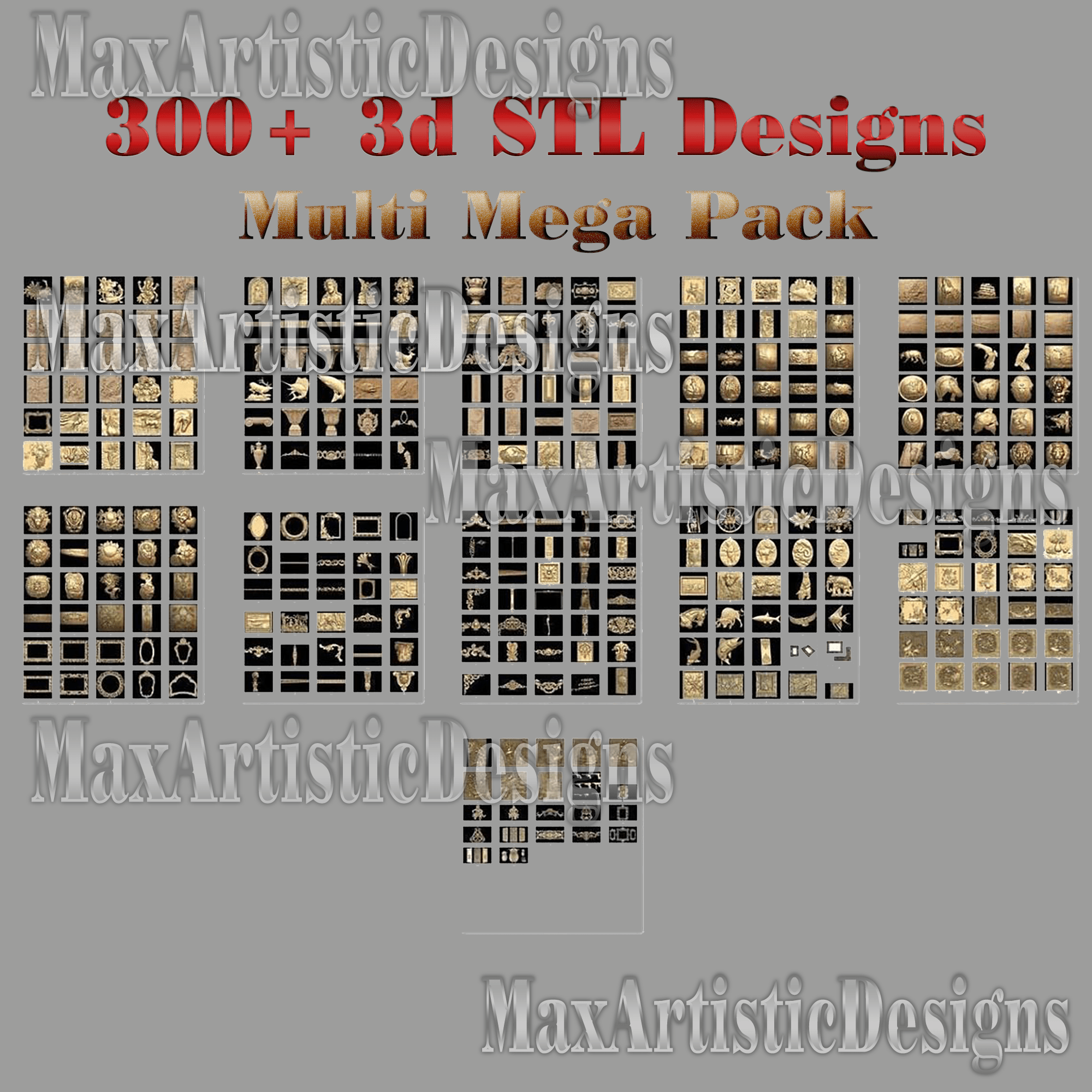 300 Stück 3D-Stl-Modelle Tiere Religion Möbeldekor für CNC Artcam 3D-Drucker Aspire