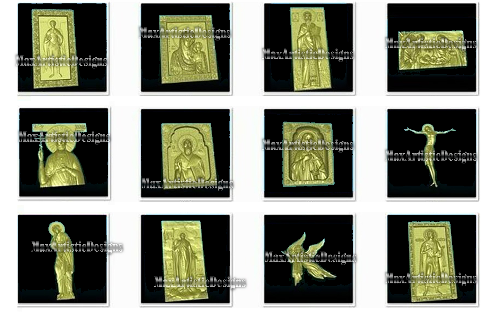 Über 450 stl-3d-Modelle – Religionssatz-Icons für cnc-Router artcam aspire cut3d vcarve cnc-Router