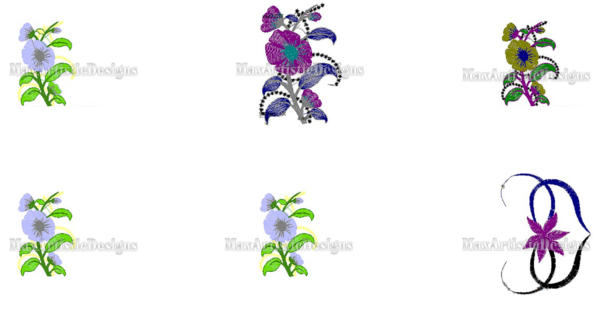 Plus de 240 motifs de conception de broderie de jolies fleurs prêts aux formats art/pes/hus